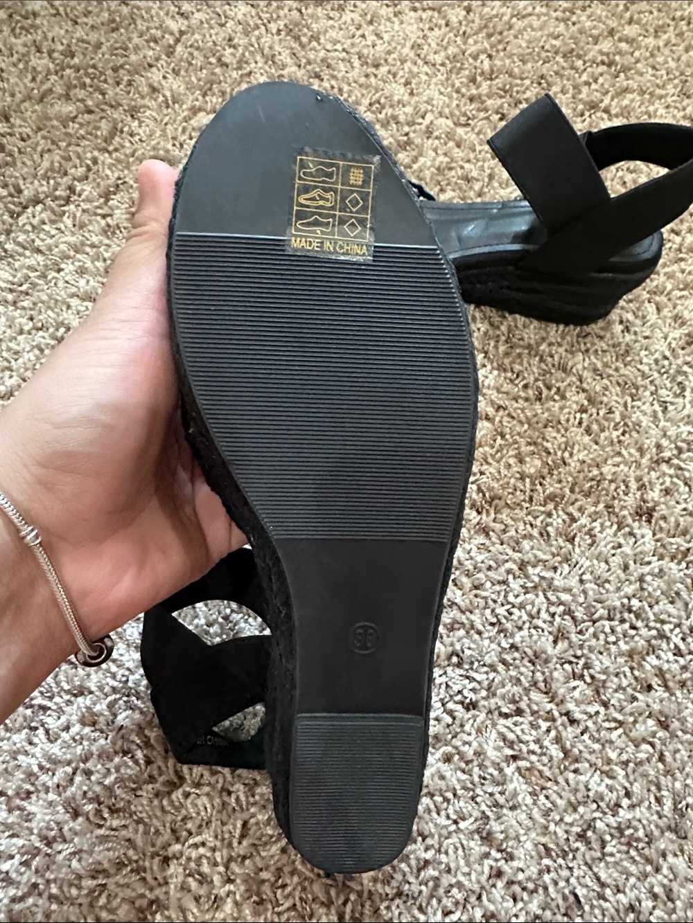 NEW Black Lace Espadrille Wedge Sandals - Women size 38 - Picture 4 of 7